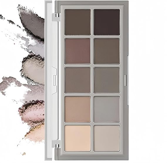 10 Smooth Matte Colors Eyeshadow Palette,Eye Shadow Pallets with Safe Formula,Makeup Palette for Women,Portable Eyeshadow for Natural Eye Make-Up,Waterproof & Long-Lasting,Versatile,Cement Color