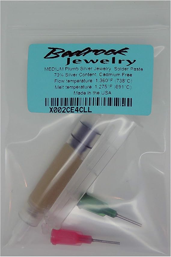 Silver Solder Paste, Medium, with a flux, Ss 70, 3 dwt syringe, lead-free, cadmium-free, Made in USA (Medium)