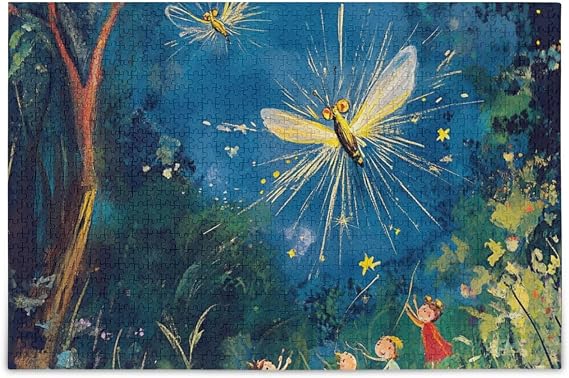 Children Chasing Fireflies Personalized Jigsaw Puzzles Wooden Jigsaw Puzzles Funny Gifts for Adults 1000 Piecing