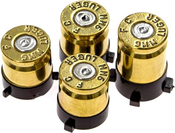 Crazy Controllerz Xbox One Series X S için Denetleyici Bullet Düğmeleri - Gerçek 9 MM Harcanmış Mermi Muhafazaları Kullanılarak Üretilmiştir - Araçlar İçerir