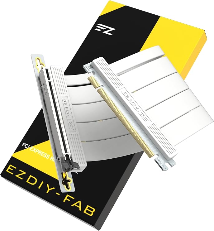 EZDIY-FAB PCIe 5.0 Riser Cable, Gen5 GPU Extender, Right Angle, 20cm, White