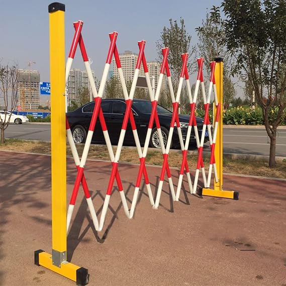 Expandable Metal Barricade - Easy to Assemble Safety Barrier with Casters, Adjustable Traffic Fence, Road Garage Construction Driveway Fence Retractable Traffic Scissor Gate