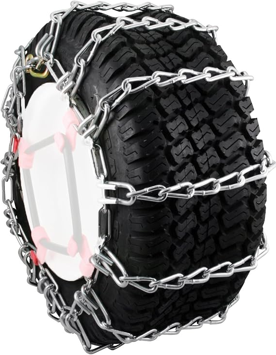 Security Chain Company 1060856 Max Trac Heavy Duty Zinc Traction Tire Chains, Designed for Snow Blowers and Garden Tractors in Snow, Ice and Mudd, Set of 2