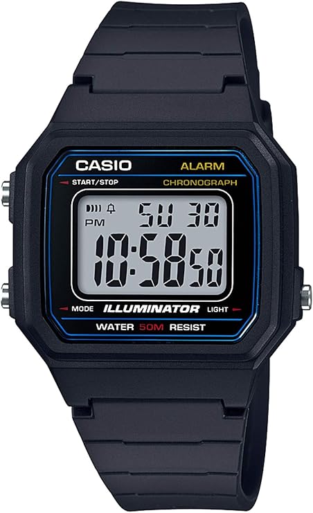Casio W217H Series | Mens Digital Watch | 50M WR | 1/100 Second Stopwatch | LED Backlight | Countdown Timer | 100 SEC Chronograph | Daily Alarm | Hourly Time Signal | 7 Year Battery