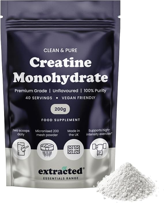 Pure Creatine Monohydrate Powder, 200g, 40 Servings