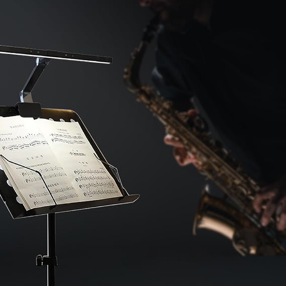 Melodia Pro 18.9' Music Stand Clip On Lamp: Modern, 3000K~6500K CCT Adjustable, Dimmable, Foldable, 10W LED, Eye Protection, for Piano, Sheet Music, Guitar, Voilin, Orchestra, Podium