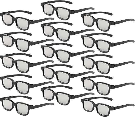 Reald 3D Glasses, Circular Polarized Non-Flashing Passive 3D Glasses for Reald Format Cinema/Passive Polarized 3D TV Projector - 3D-Eyewear That Supports 3D TV and Cinema (15pcs)
