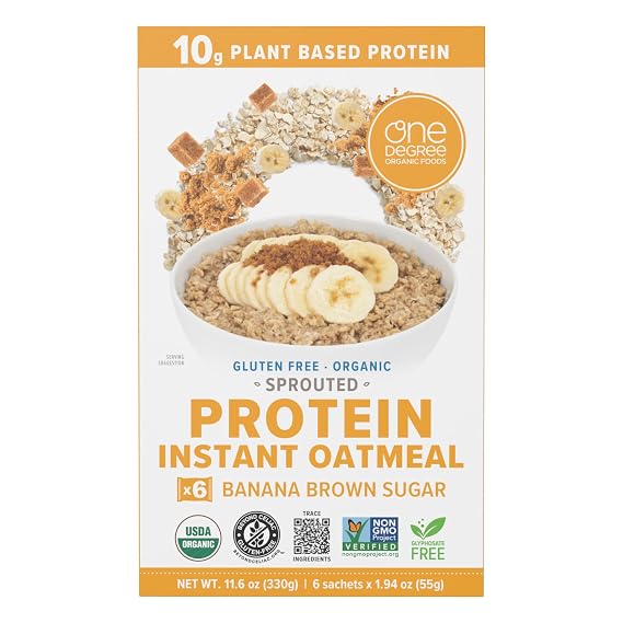 One Degree Organics Sprouted Banana Brown Sugar Protein Instant Oatmeal