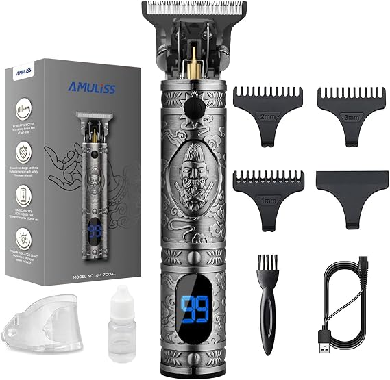 AMULISS Mens Beard & Hair Trimmer, Zero Gapped Professional Hair Clipper