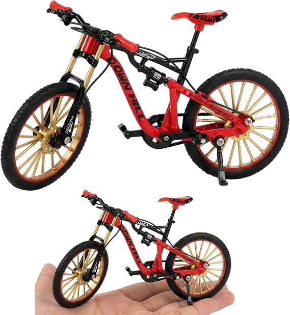 Finger Bike, Mini Mountain Bike for Desk Stress Relief and Focus Aid, Red Finger Bicycle Model for Office and Travel Entertainment
