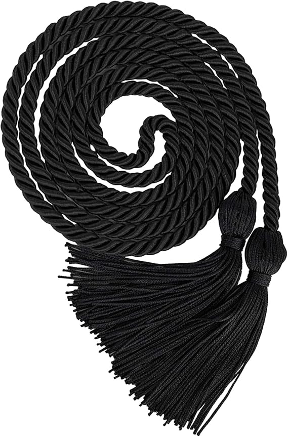 OSBO GradSeason Graduation Honor Cord with Tassel 68" Long for Bachelor, Master, Doctor (Black)