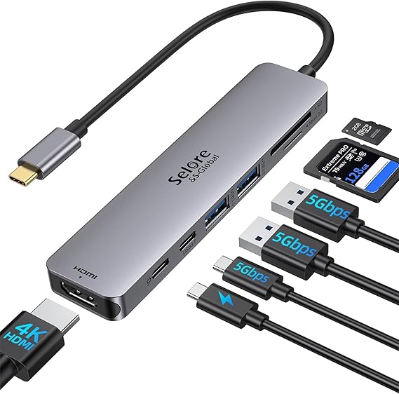 Selore USB C Hub HDMI Adapter for MacBook Pro/Air/Neo, USB C Donle