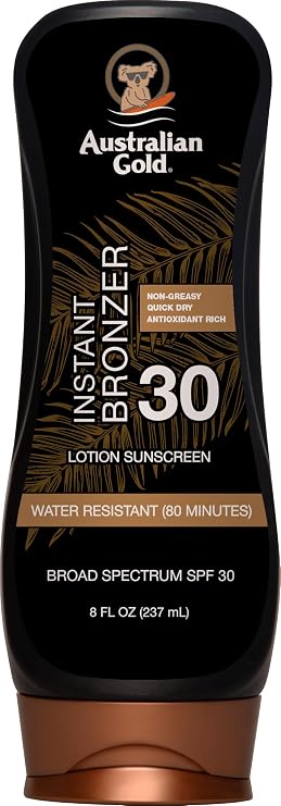 AUSTRALIAN GOLD SPF 30 Lotion Sunscreen with Instant Bronzer 8 fl oz 237 ml Protector Solar Loción FPS 30 con Bronceador Instantáneo