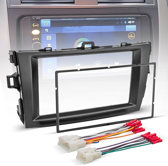 NuIth Double DIN Radio Installation Dash Kit W/Radio Wire Harness for 2009-2013 Toyota Corolla, Aftermarket Radio Dash Stereo Mounting Installation Trim Bezel Bracket Wire Kits