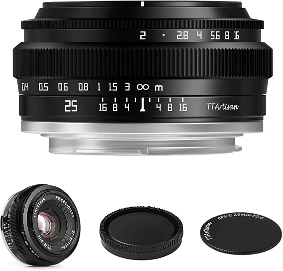 TTArtisan 25mm F2 Wide-Angle APS-C Large Aperture Camera Lens for Fuji | Manual Fixed, Compatible with Fujifilm X-Mount Cameras X-A2 X-A2 X-A3 X-A5 X-A7 X-H1 XT1 X-T2 X-T3 X-T20 X-T30 X-T100