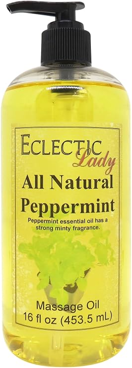 Peppermint Massage Oil, 16 oz, Natural Sweet Almond & Jojoba Oil