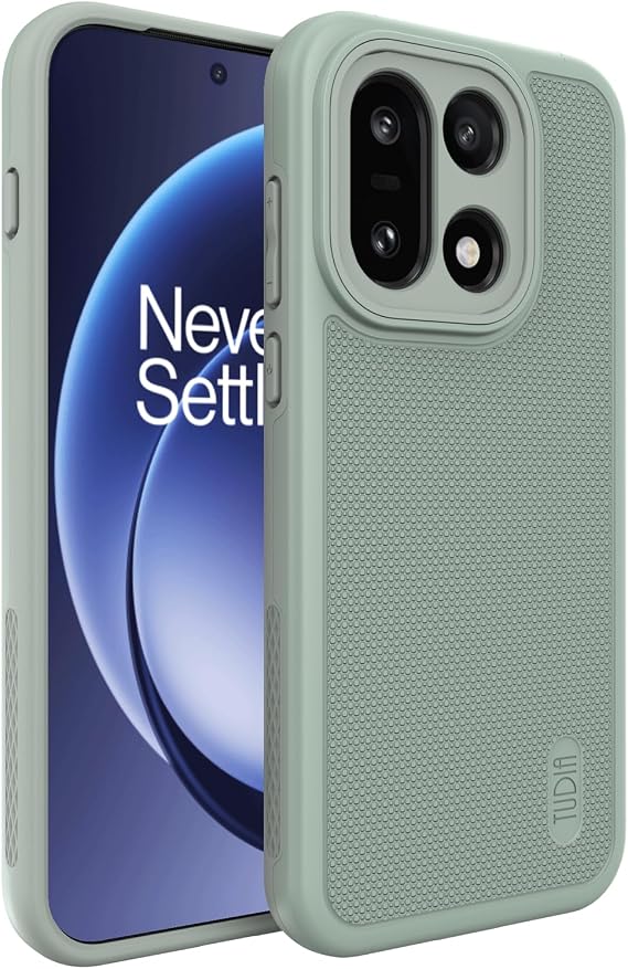 TUDIA MergeGrip for OnePlus 15 Case 5G (2025) [Dual Layer] - Green Lily