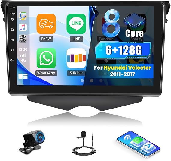 [6+128G] 8-Core Android 15 Car Radio Stereo for Hyundai Veloster 2011-2017