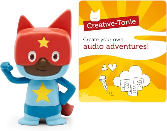 Tonies Superhero Creative Toy Figurine - Record and Upload up to 90 Minutes of Your Own Stories and Songs - Blue/Red