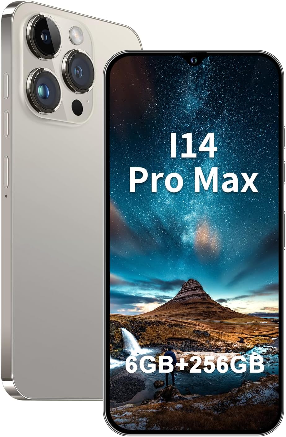 14 ProMa x Unlocked Android Smartphone 6GB256GB, 6.8 HD Display, 50MP24MP Dual Camera, 6800mAh Battery, 5G Dual SIM, 128GB Expandable Space Gray