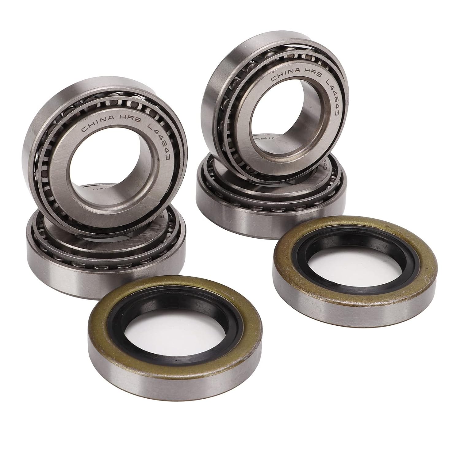 Front Wheel Hub Bearings stamps Kit 50892 G1 for Golfs Cart Rebuild, Replacement Part for E‑Z‑GO TXT Gas Electric, Includes Bearings, Outer Rings, Oil, Metal Construction,
