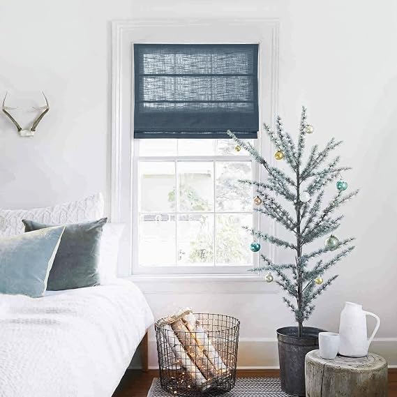 Cordless Linen Roman Shades for Indoor Windows, Custom Size