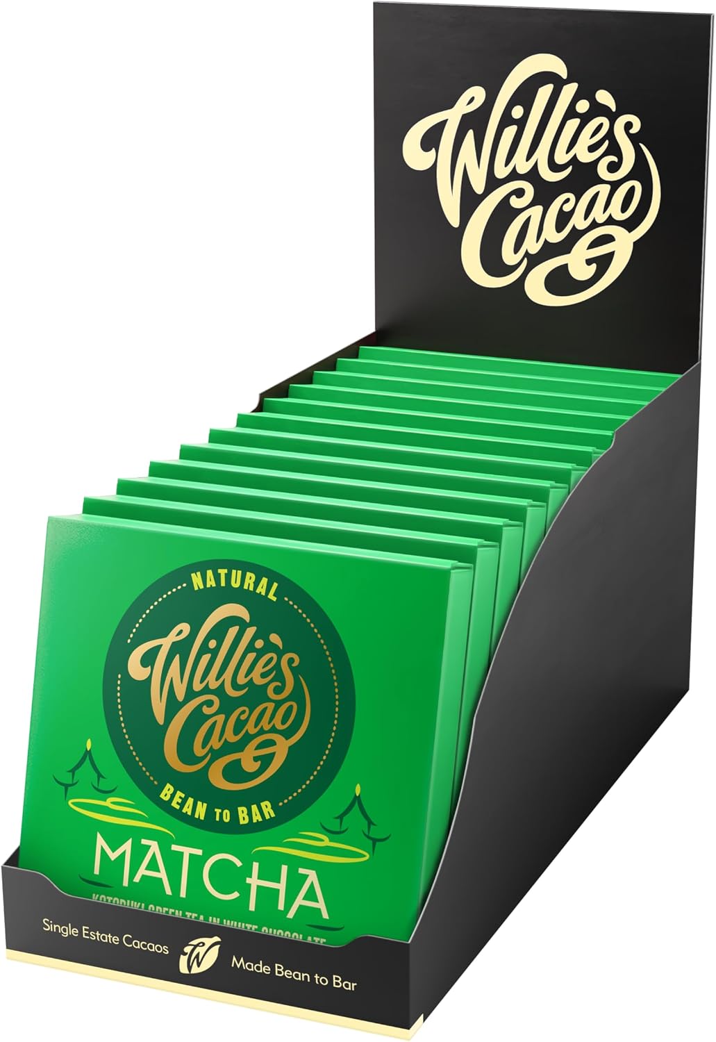 Willie's Cacao Bar - Matcha, White Chocolate with Ceremonial Grade Green Tea - 50g x 12 - Artisan chocolate