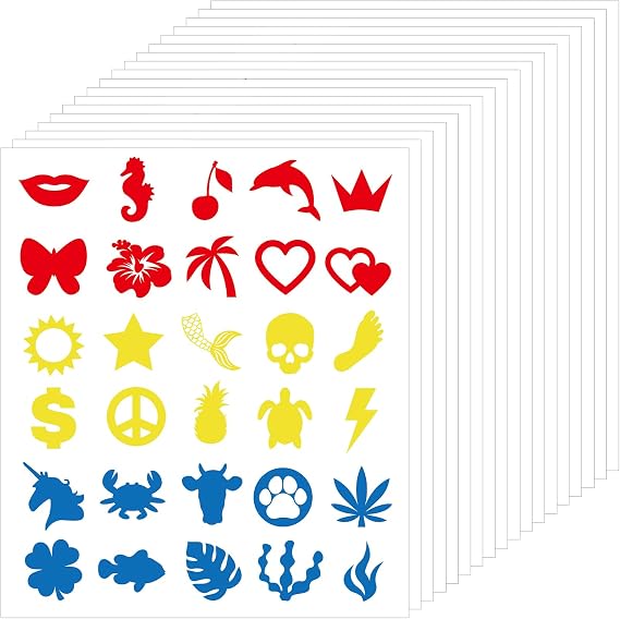 Leinuosen 600 Pieces Tanning Stickers for Body 30 Styles Sunbathing Self Adhesive Removable Decals for Perforated Tanning Bed Stickers Mermaid Butterfly Dolphin Decals Beach Salon Party Supplies