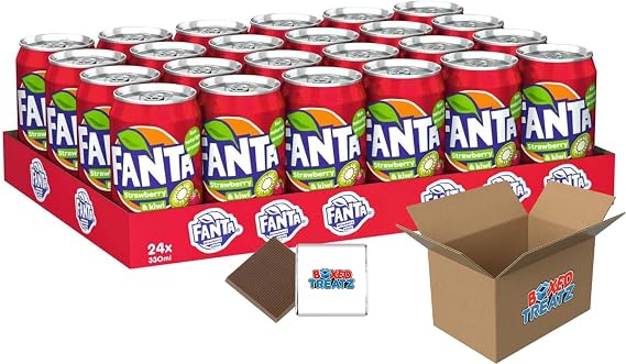 Fanta Selection Fanta Strawberry & Kiwi Cans 24x330ml Convenient Bulk Pack For School, Business Or Parties Boxed Treatz