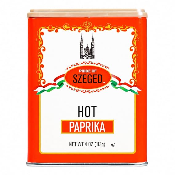 Pride of Szeged Hot Paprika Powder, Bright Red, 4 oz. Tin, 1-Count