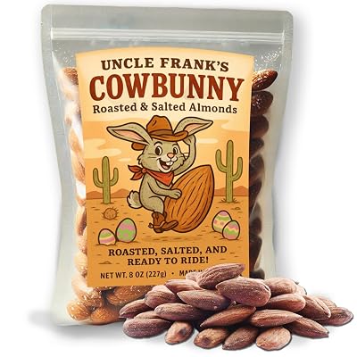 Uncle Frank’s Cowbunny – 8oz Roasted & Salted Almonds, Cowboy Easter Snack in Fun Western Packaging, Premium Gourmet Nuts Made in the USA