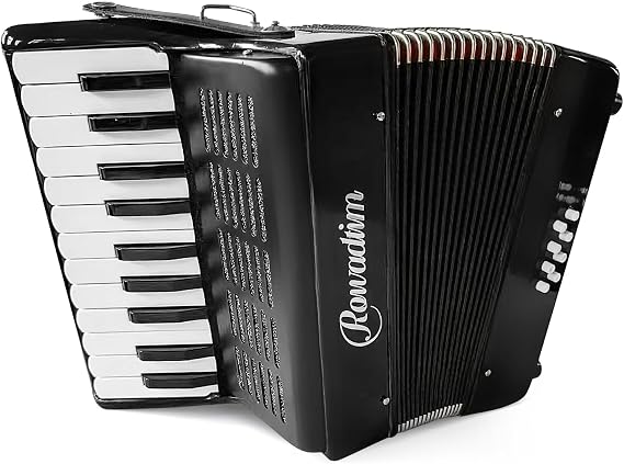 Accordion - 22 Key 8 Bass, Professional & Beginner Keyboard Accordion with Adjustable Strap & Backpack, Durable Design (black)