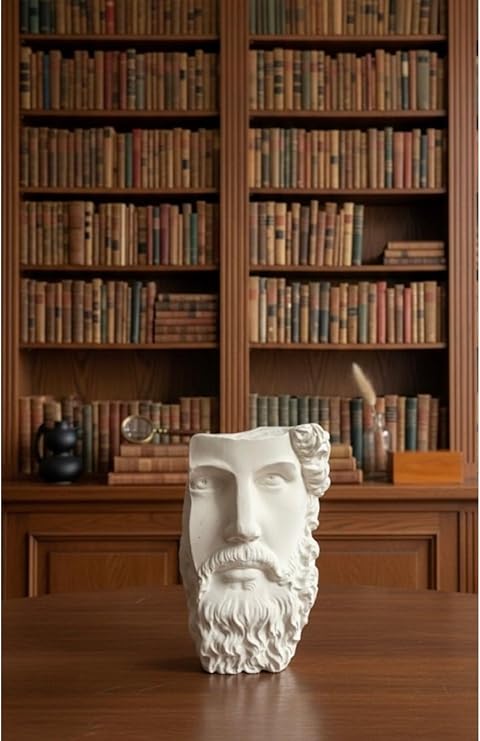 ZEROXO Dekoratif Filozof Büstü - Marcus Aurelius Tasarımlı Heykel Biblo - Masa ve Kitaplık Dekoru Beyaz 10 x 15