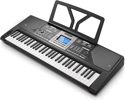 Donner Keyboard Piano, 61 Key Piano Keyboard, Force Sensitive & Superior Sound, Electronic Keyboard with Music Stand and Power Adapter, Supports MP3USB MIDIAudioHeadphonesSustain Pedal6.35mm