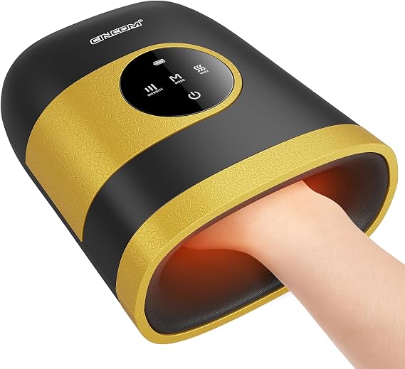 CINCOM Upgraded Hand Massager with Heat and Compression, Yellow