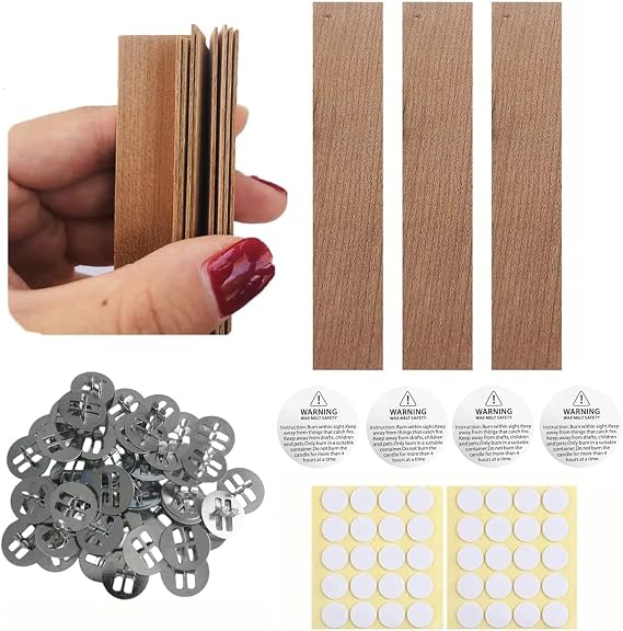5.1in x 0.76in Wooden Wicks for Candle Making Wide Natural Candle Wood Wicks Candle Cores for DIY Candle Making Craft Wooden Wicks for Candle Making (30 Sets Stickers Included)