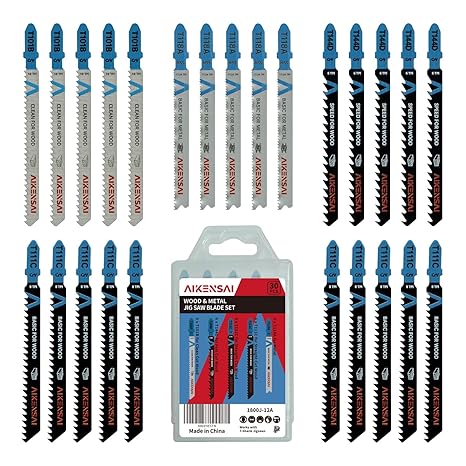 30-Piece T101B T144D T111C T118A Jigsaw Blades T Shank for Wood Plastic Metal Assorted Jig Saw Blade Set Compatible with RYOBI Milwaukee Makita Bosch DeWalt etc