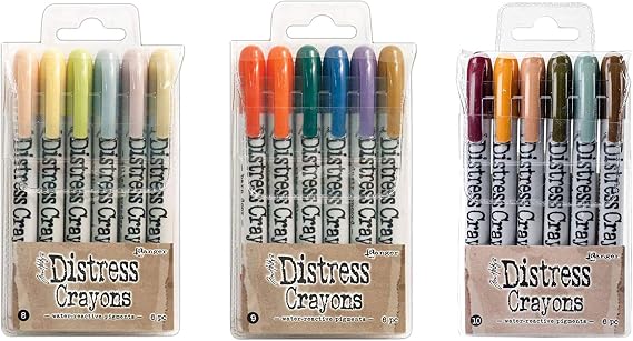 Ranger Tim Holtz 18 Distress Crayons Bundle: Sets 8, 9, 10