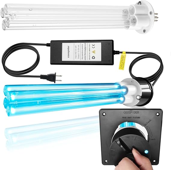 COOSPIDER Powerful 80W UVC Sanitizer Light for HVAC Duct with 1 Spare Bulb