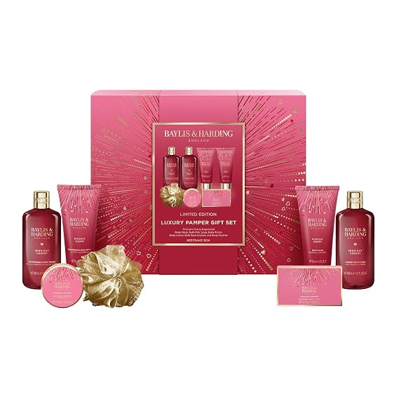 Baylis & Harding Limited Edition Luxury Pamper Box, Gift Set for Women | Midnight Cherry, Vegan Friendly, 1 Pack
