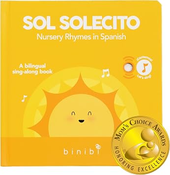 Binibi Sol Solecito Bilingual Musical Sound Book for Toddlers 13, Spanish Nursery Rhymes & Play Songs, Interactive Board Book. Libro en Espanol para bebes.