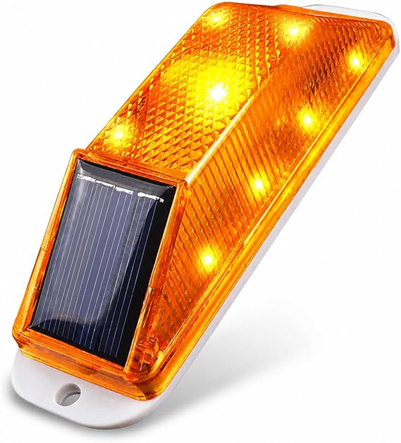 Solar Warning Light for Construction Sites, LED Flashing Beacon Safety Light, Automatic Night Warning Lamp Waterproof Traffic Barricade Light for Road Work, Driveway, Dock, Marine (Yellow)