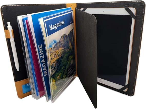 ASVP Shop JW Ministry Organizer - Premium PU Leather Tablet, iPad, Phone Holder, Magazines & Tracts - Ideal for Jehovah's Witnesses Field Service and Meetings