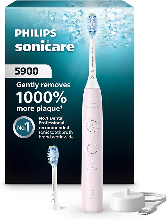 Philips Sonicare 5900 Rechargeable Electric Toothbrush, 2 Brush Heads, Pink