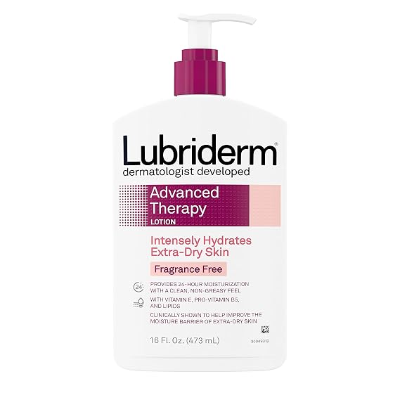 Lubriderm Advanced Therapy Moisturizing Lotion with Vitamins E and B5, Deep Hydration for Extra Dry Skin, Non-Greasy Formula, 16 fl. oz