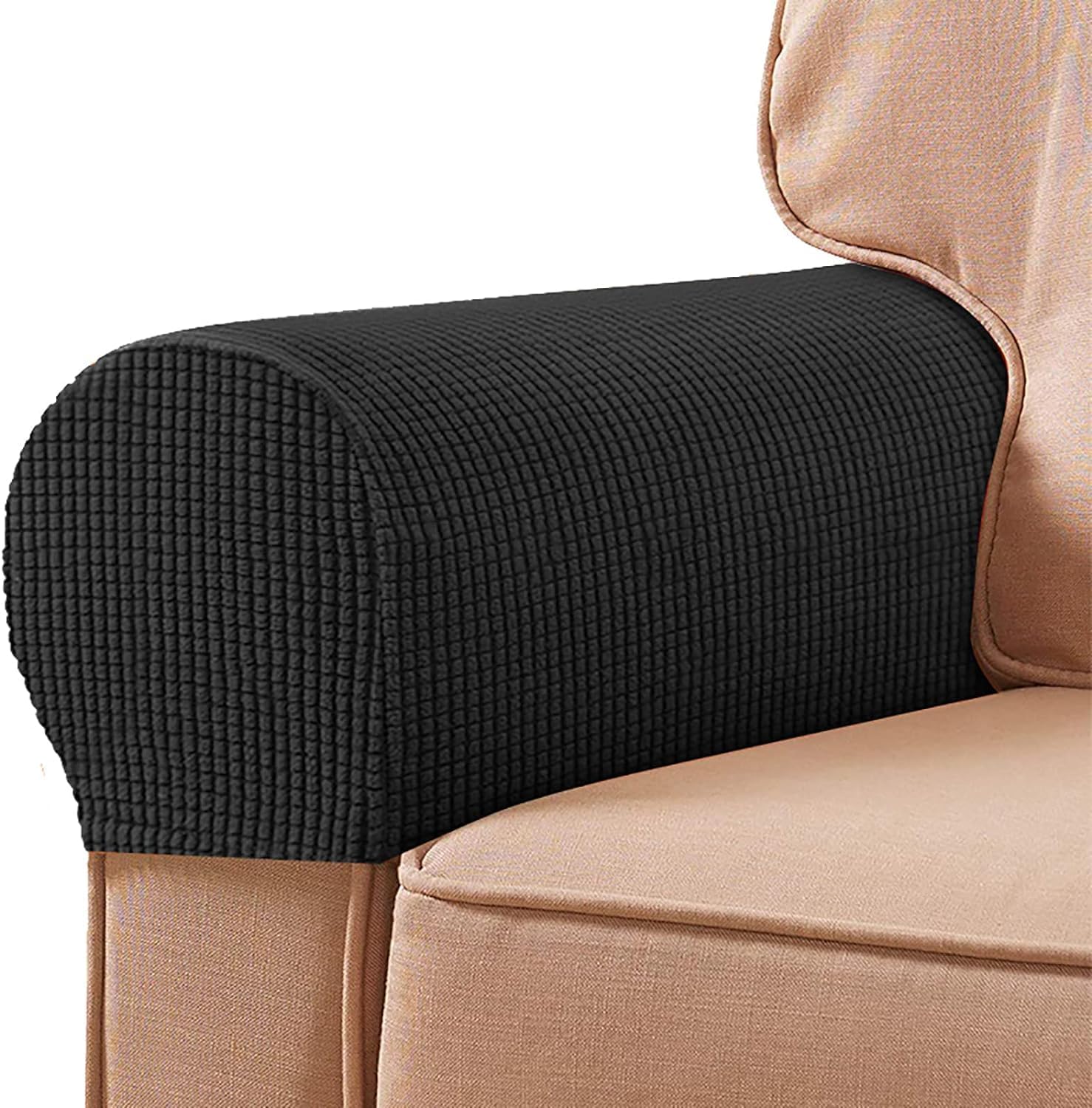 OWOW Stretch Armrest Chair Covers, 2pcs Polyester Washable Armchair Slipcover Arm Cover, Removable Furniture Protector for Sofa Chair Recliner