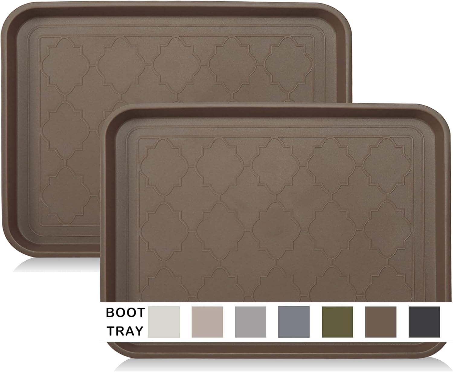 Boot Tray for Entryway Indoor, Heavy Duty Shoe Mat Tray 2 Packs, 16.7x12.8 Waterproof Shoe Trays with Raised Edge, Outdoor Multi-Purpose Mat for Boots, Garden, Pet