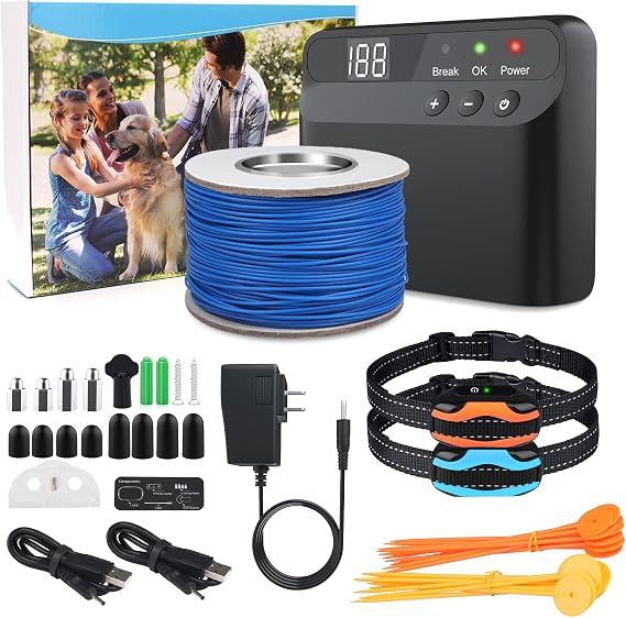 PcEoTllar Electric Fence for Dogs, Underground Dog Fence System, 2 Collars