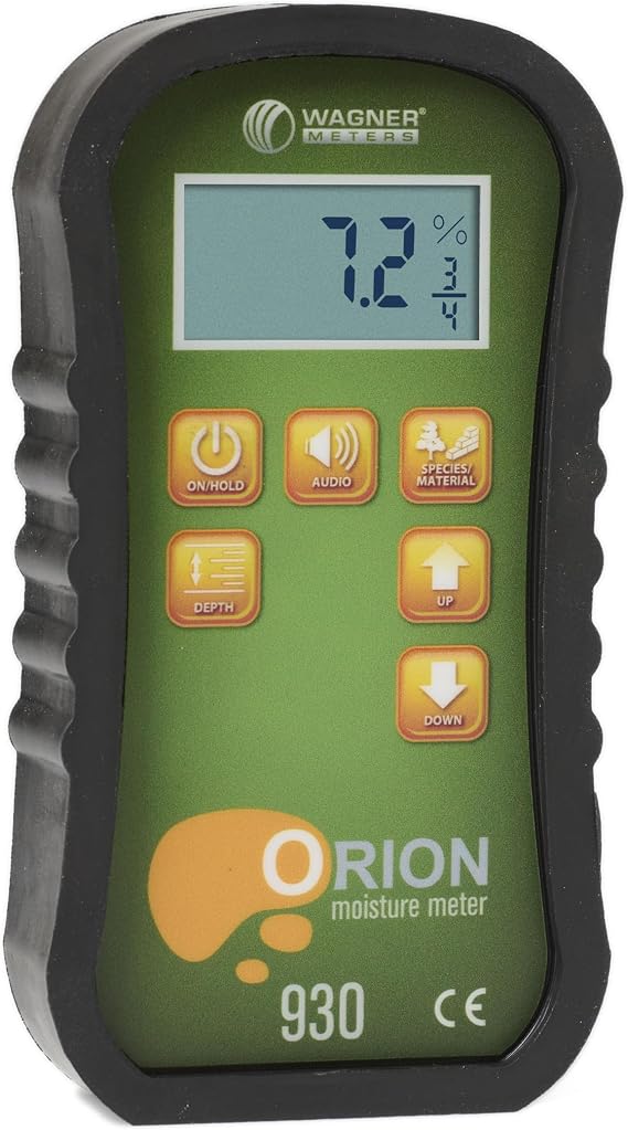 Orion 930 Pinless Wood Moisture Meter by Wagner Meters I Accurate, Non-Damaging, Dual Depth Lumber Moisture Measurement, On-site Calibration (Standard Calibrator)