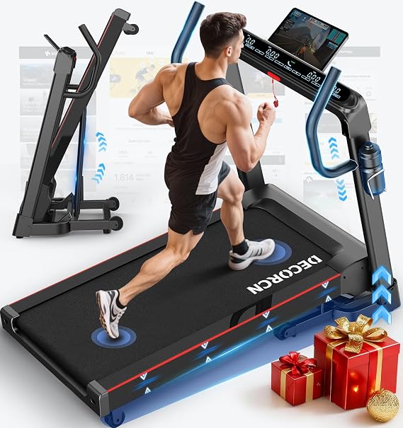 Foldable Treadmill,7HP,20 Level Auto Incline,20km/h,180KG Capacity | Foldable home treadmill with LED Display, Bluetooth & App, 36 training programs, low noise for home and apartment use